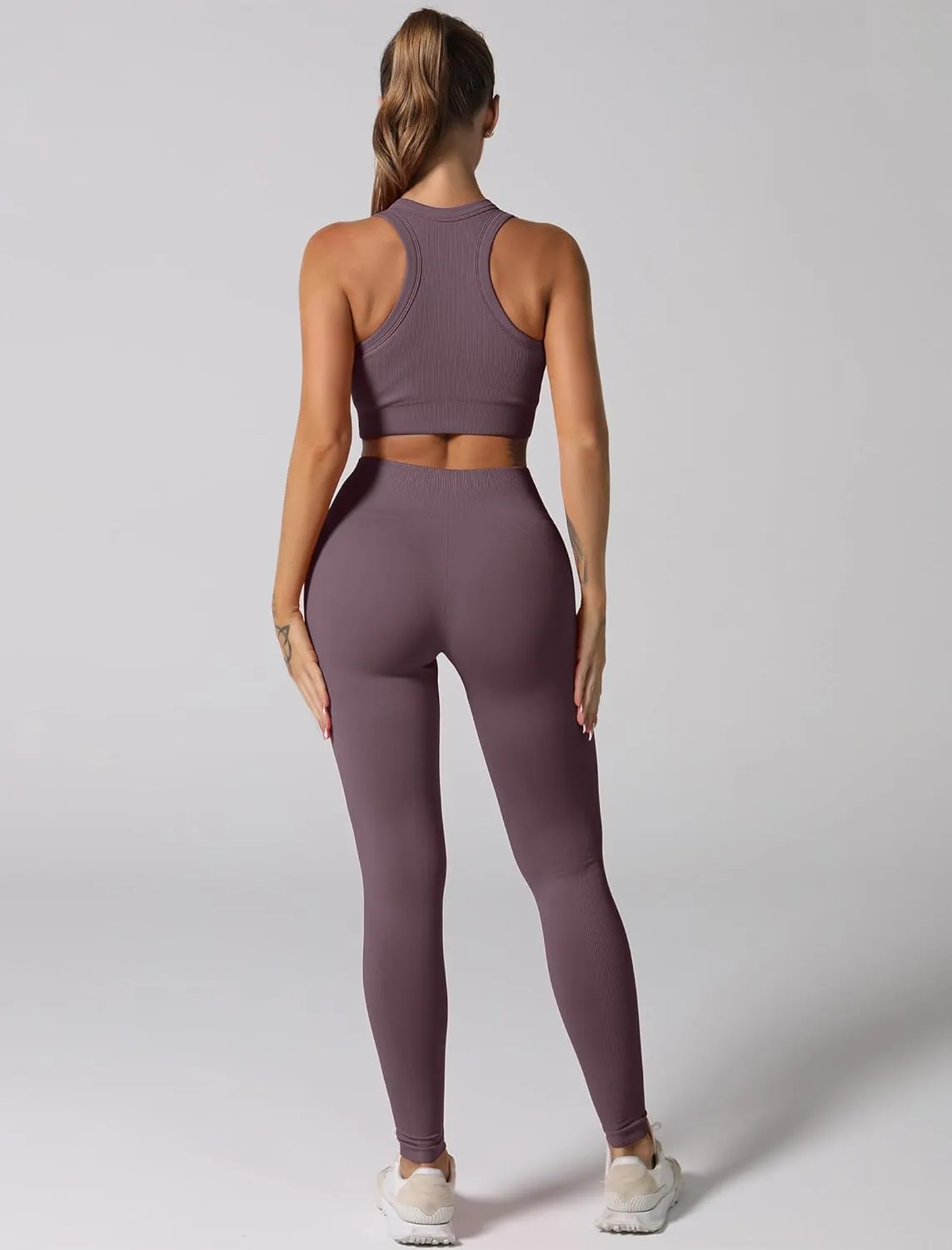 ABOCIW Workout Sets for Women 2 Piece Seamless Ribbed Tank Top Sport Bra High Waist Biker Shorts GYM Yoga Exercise Outfits