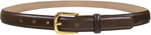 AE354 / A274 Genuine Full-Grain Cowhide Leather Dress Belt Gold Buckle 1-3/8''(35mm) Wide, 1"(25mm) Wide