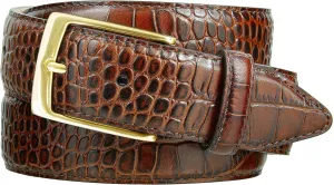 AE354 / A274 Genuine Full-Grain Cowhide Leather Dress Belt Gold Buckle 1-3/8''(35mm) Wide, 1"(25mm) Wide