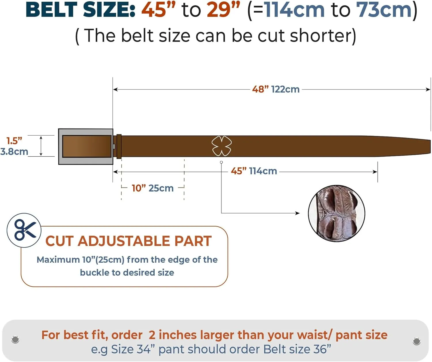 AIIigator Belt Men Leather Straight Belts Handmade Buckle Durable Dress Belt Classic Fashion Gift For Dad Boss Teacher