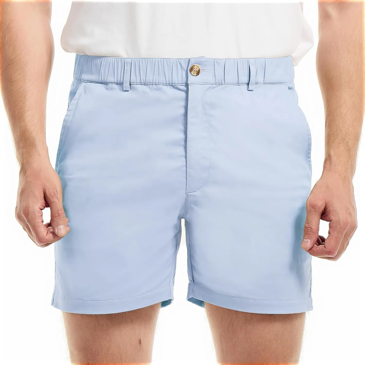 AIMPACT Mens Casual Cotton Shorts Slim Fit Elastic Waist Cargo Shorts 5.5 Inch Inseam with Pockets