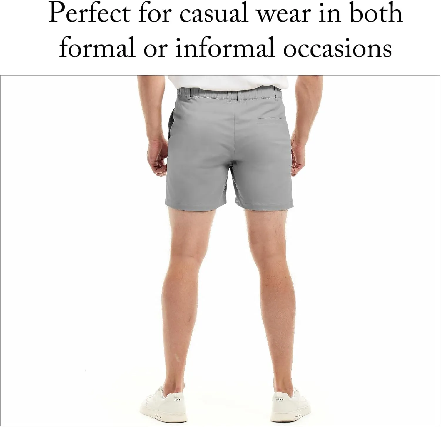 AIMPACT Mens Casual Cotton Shorts Slim Fit Elastic Waist Cargo Shorts 5.5 Inch Inseam with Pockets