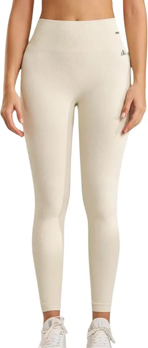 Anna-Kaci Women's High Waist Ribbed Seamless Leggings with Stretch Compression Fit