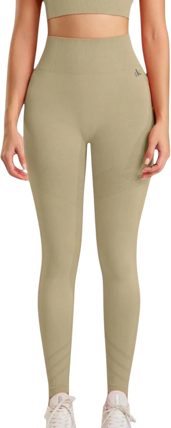 Anna-Kaci Women's High Waist Seamless Leggings with Full-Length Compression Fit
