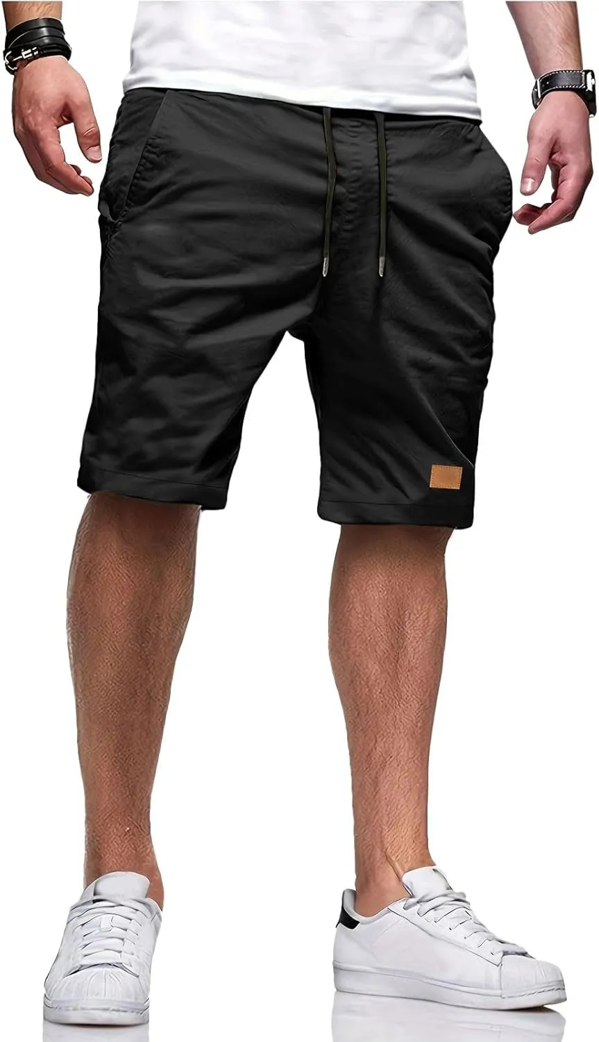 Athletic Shorts for Men Elastic Waist Stretch Casual Summer Shorts Plus Size Classic Lightweight Baggy Chino Beach Pants