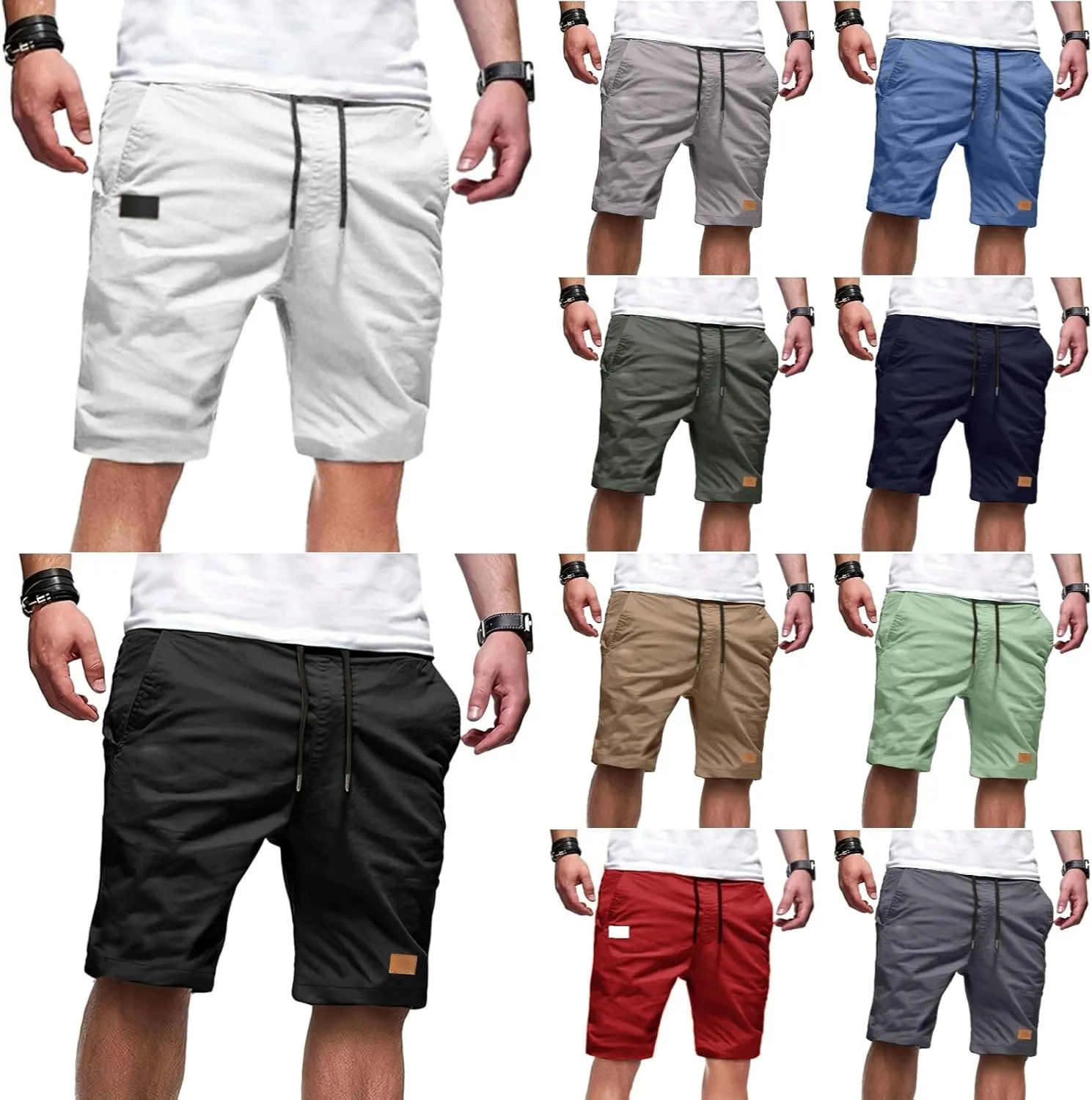 Athletic Shorts for Men Elastic Waist Stretch Casual Summer Shorts Plus Size Classic Lightweight Baggy Chino Beach Pants