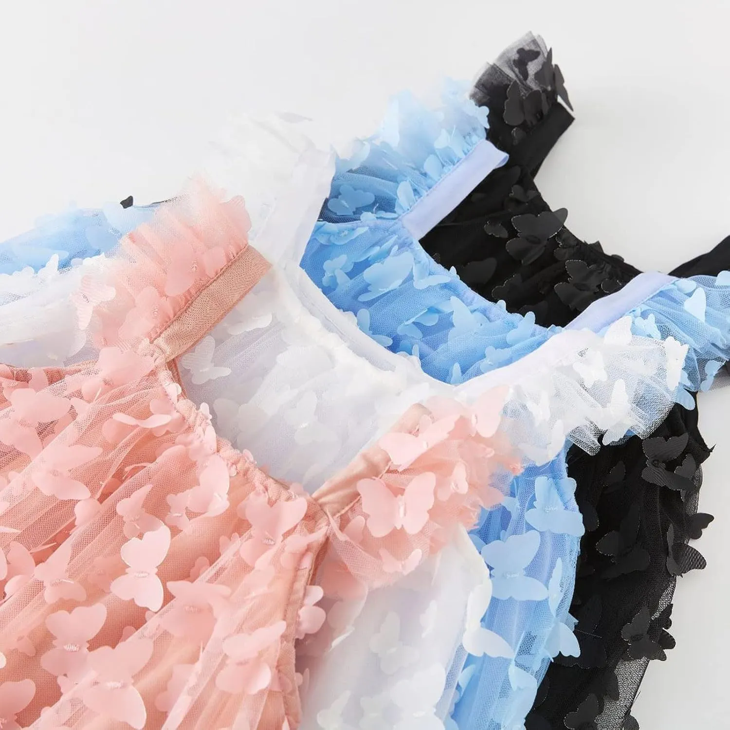 Baby Girls' Playwear Dresses Summer Dress for Girls Toddler Sleeveless 3D Butterfly Tulle Princess Dance