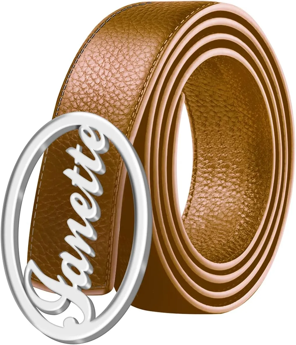 BAUMA AUTO Men's Leather Belt Custom Dress Belts for Men with Name Personalized Classic Belt for Grandpa Father's Day