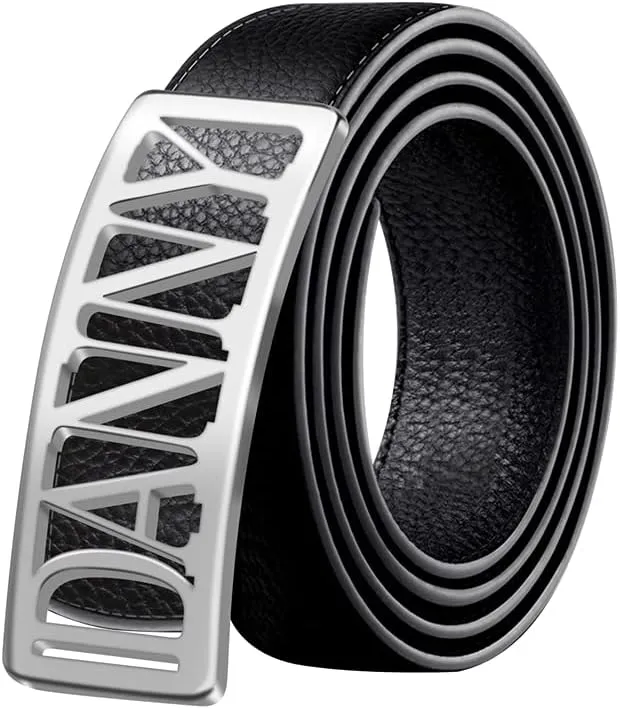 BAUMA AUTO Men's Leather Belt Custom Dress Belts for Men with Name Personalized Classic Belt for Grandpa Father's Day