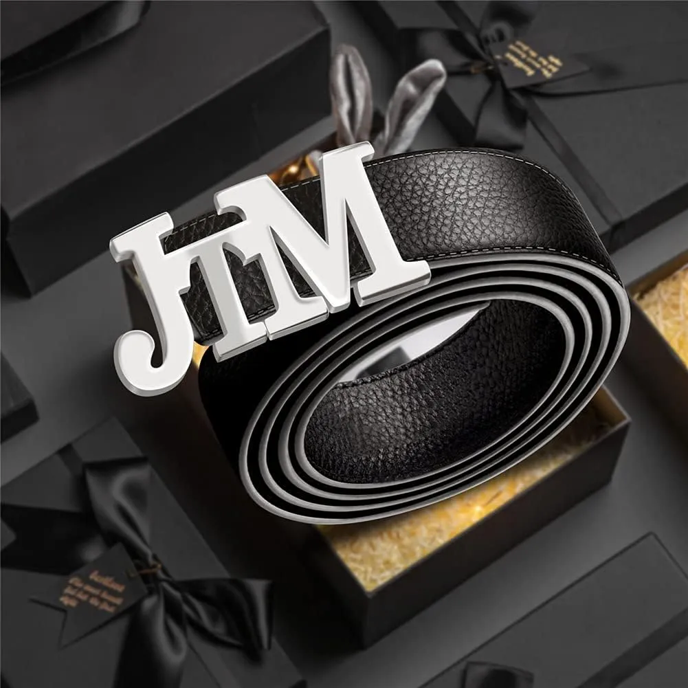 BAUMA AUTO Men's Leather Belt Custom Dress Belts for Men with Name Personalized Classic Belt for Grandpa Father's Day