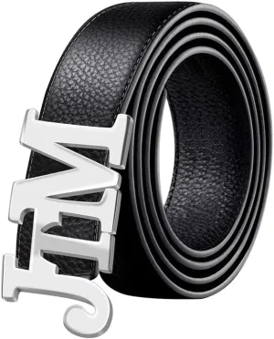 BAUMA AUTO Men's Leather Belt Custom Dress Belts for Men with Name Personalized Classic Belt for Grandpa Father's Day