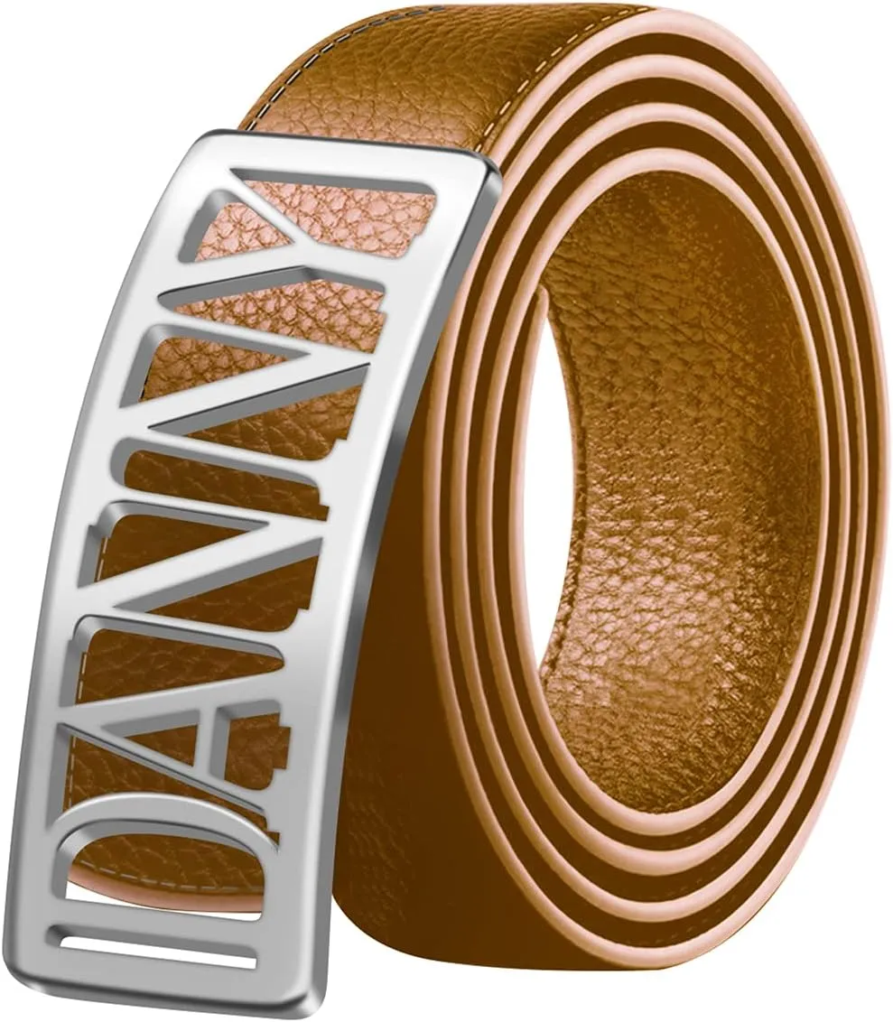 BAUMA AUTO Men's Leather Belt Custom Dress Belts for Men with Name Personalized Classic Belt for Grandpa Father's Day