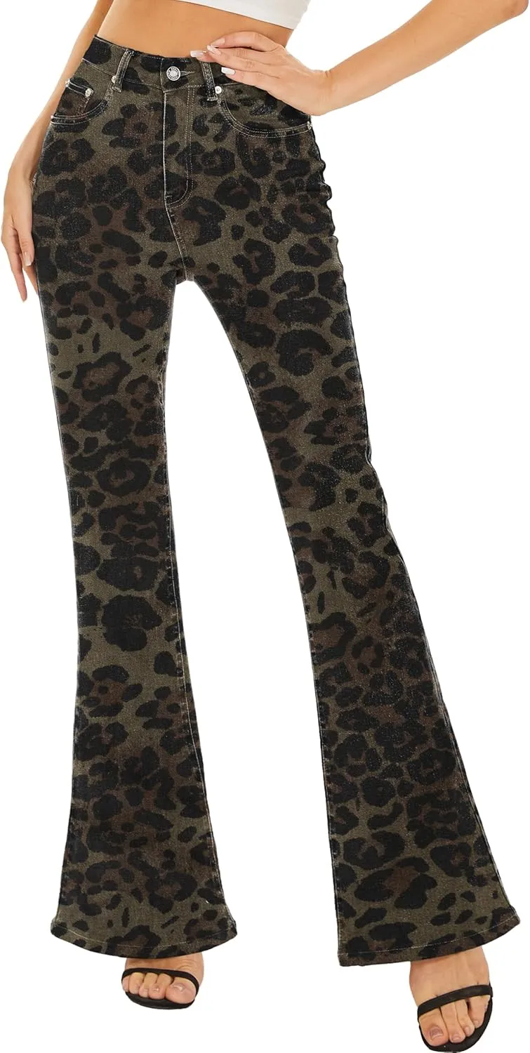 Bell Bottom Jeans for Women High Waisted Stretch American Flag Flare Jeans Denim Bootcut Pants