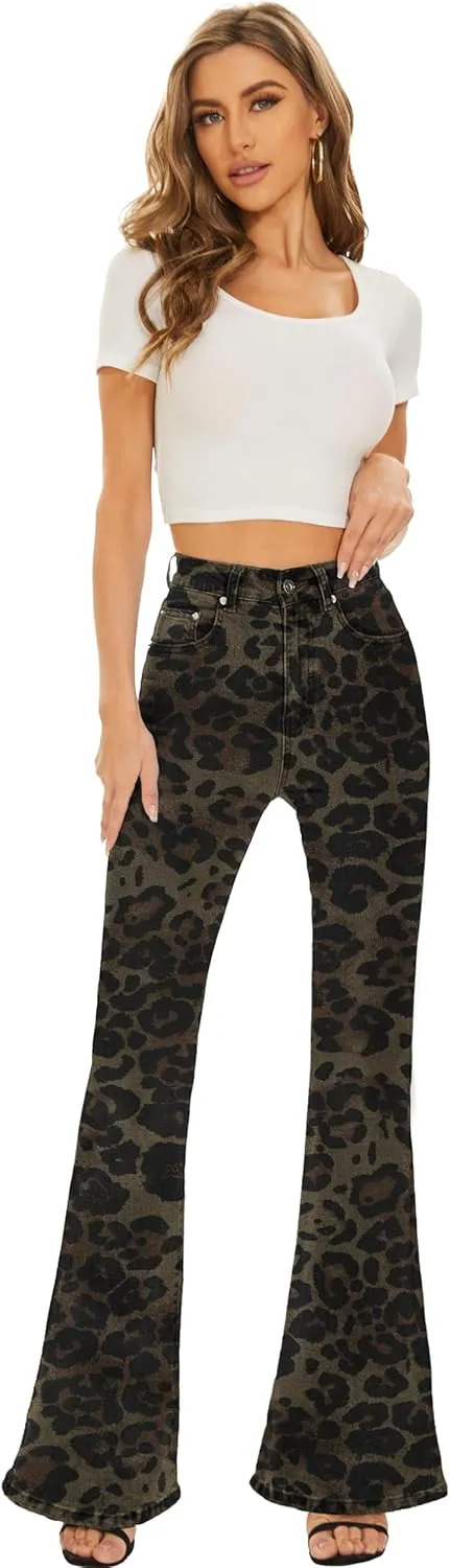 Bell Bottom Jeans for Women High Waisted Stretch American Flag Flare Jeans Denim Bootcut Pants