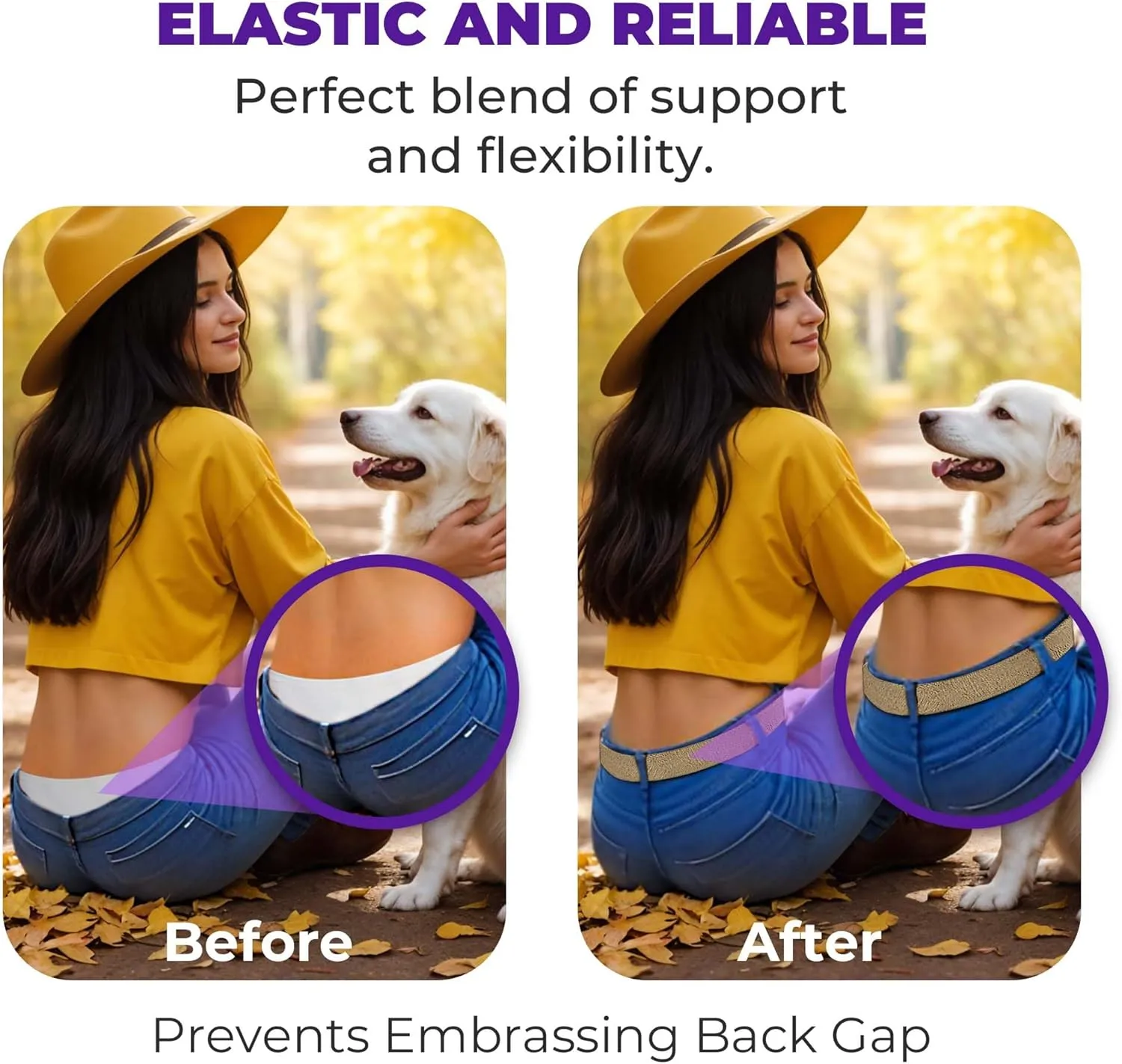BELTAWAY Easily Adjustable No Show Women Stretch Belt Invisible Elastic Belt with Flat Buckle for Jeans Pants Dresses