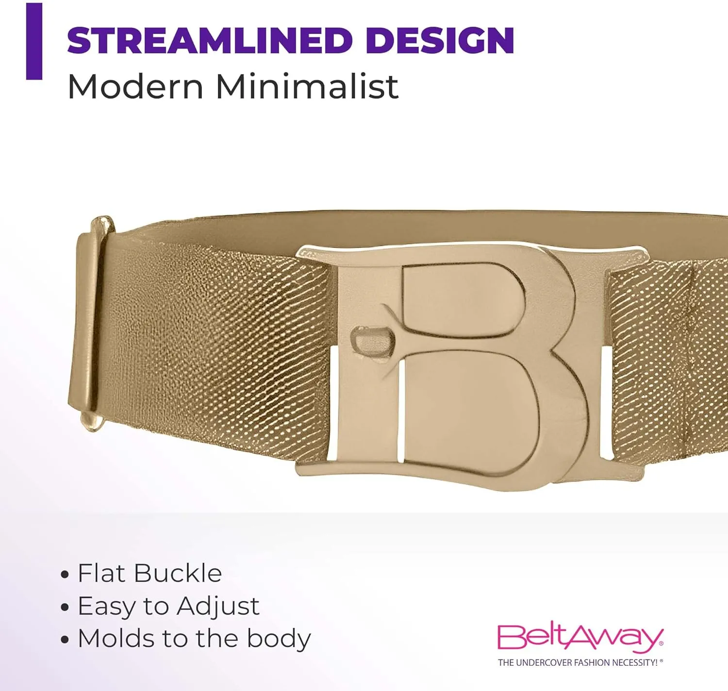 BELTAWAY Easily Adjustable No Show Women Stretch Belt Invisible Elastic Belt with Flat Buckle for Jeans Pants Dresses