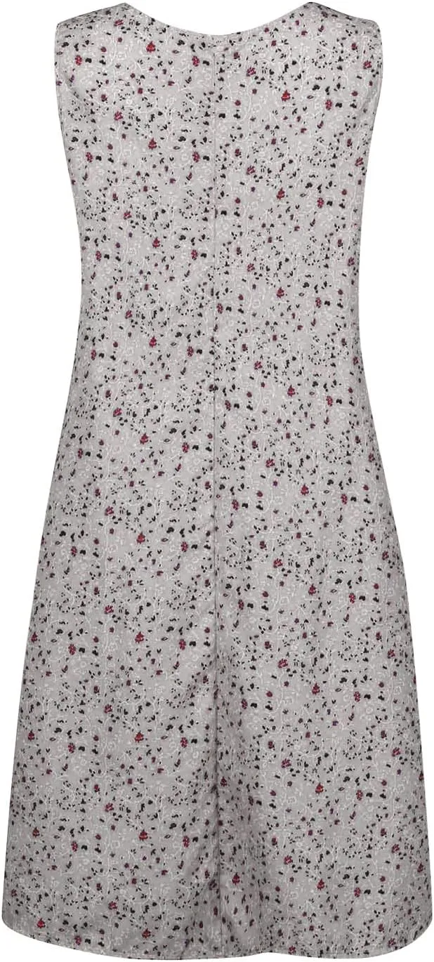 Boho Dress Summer Tank Top Dress Plus Size Sundresses Sleeveless Pleated Short Dress Beach Floral Dress with Pockets