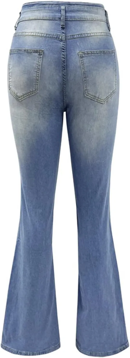 Bootcut Jeans For Women High Waisted Stretch Bell Bottom Casual Jeans Trousers Flare Wide Leg Trendy Denim Pants