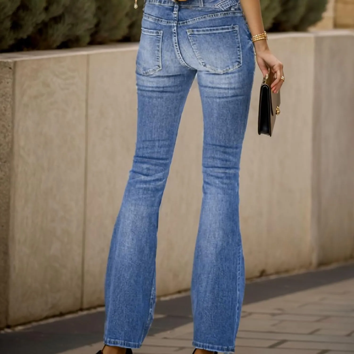 Bootcut Jeans For Women High Waisted Stretch Bell Bottom Casual Jeans Trousers Flare Wide Leg Trendy Denim Pants