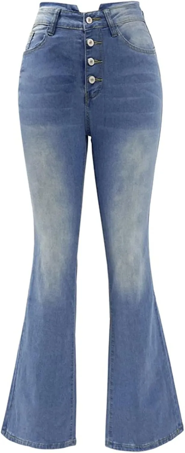 Bootcut Jeans For Women High Waisted Stretch Bell Bottom Casual Jeans Trousers Flare Wide Leg Trendy Denim Pants