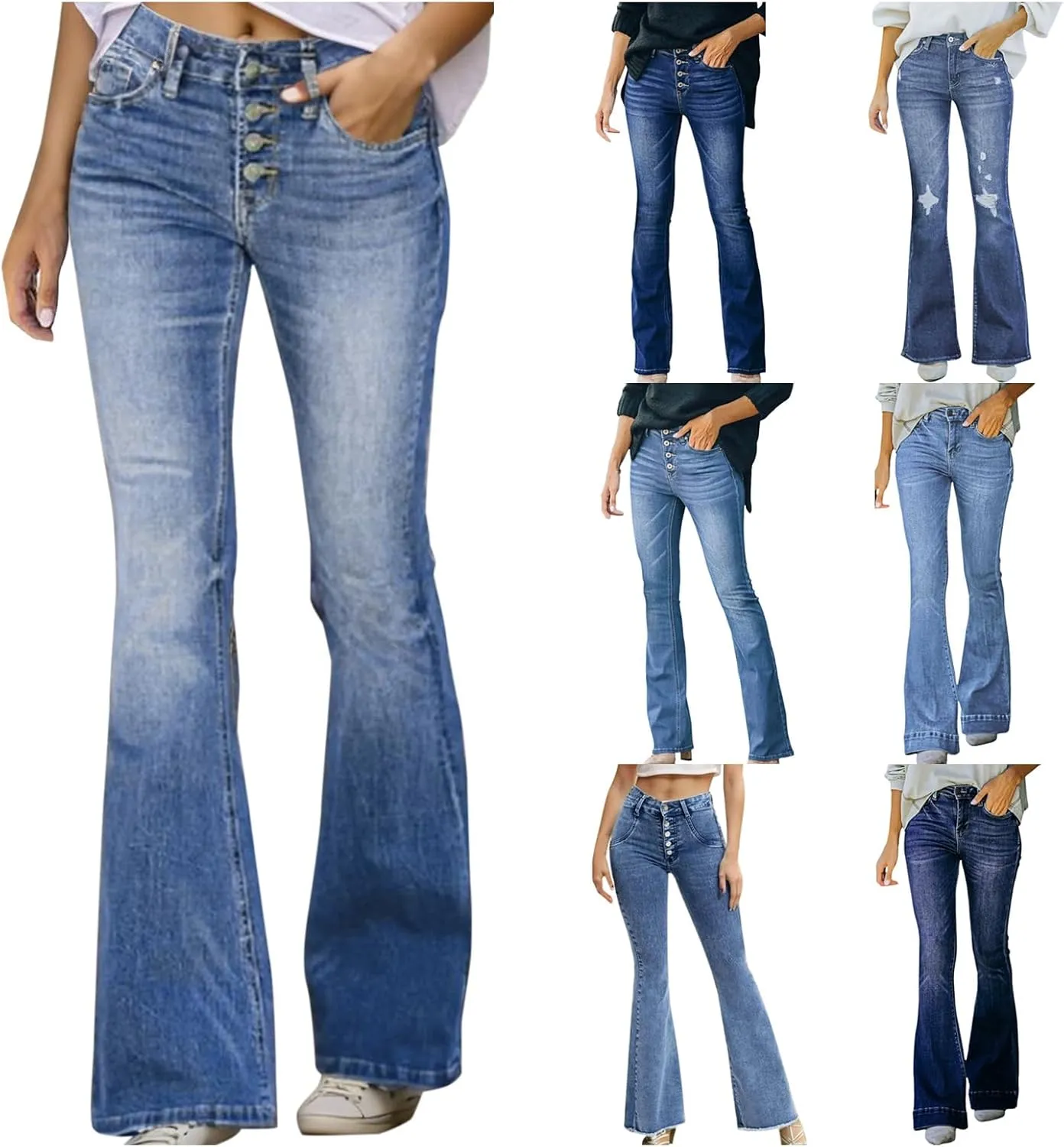 Bootcut Jeans For Women High Waisted Stretch Bell Bottom Casual Jeans Trousers Flare Wide Leg Trendy Denim Pants