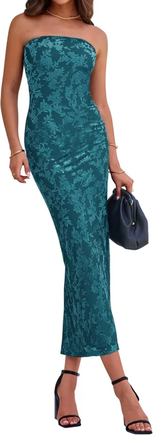 BTFBM Women Spring Dresses 2025 Elegant Wedding Guest Dresses Bodycon Tube Maxi Dress Split Floral Cocktail Dress