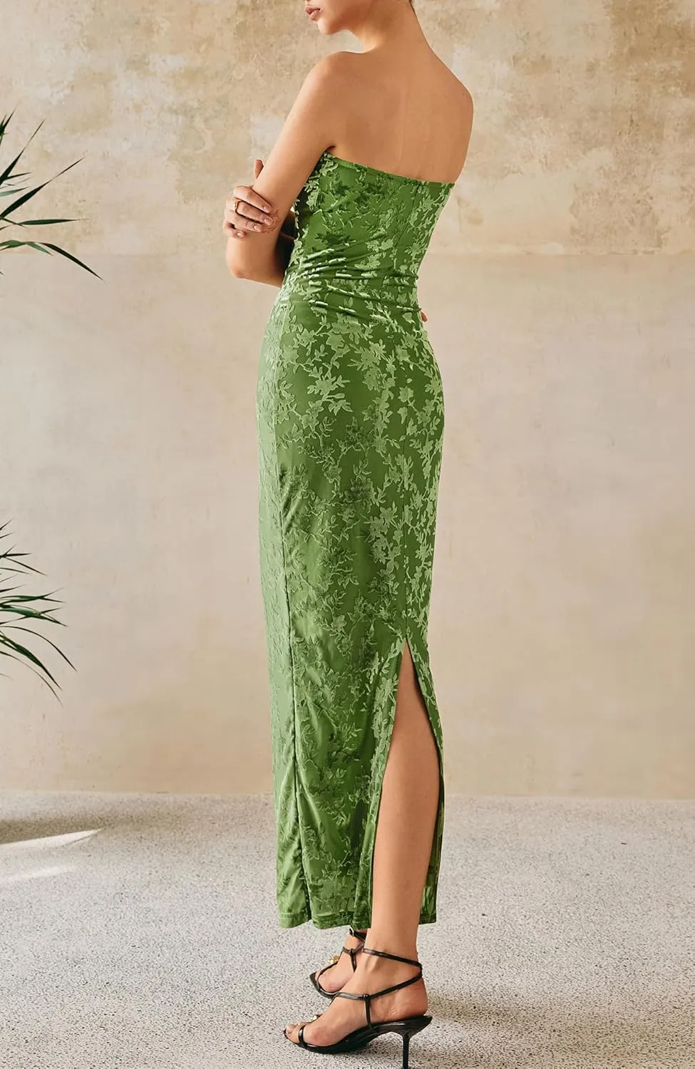 BTFBM Women Spring Dresses 2025 Elegant Wedding Guest Dresses Bodycon Tube Maxi Dress Split Floral Cocktail Dress