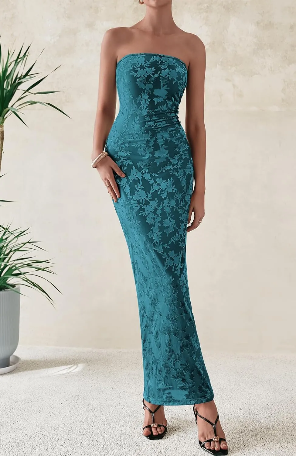 BTFBM Women Spring Dresses 2025 Elegant Wedding Guest Dresses Bodycon Tube Maxi Dress Split Floral Cocktail Dress