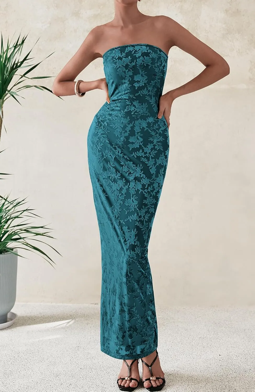 BTFBM Women Spring Dresses 2025 Elegant Wedding Guest Dresses Bodycon Tube Maxi Dress Split Floral Cocktail Dress