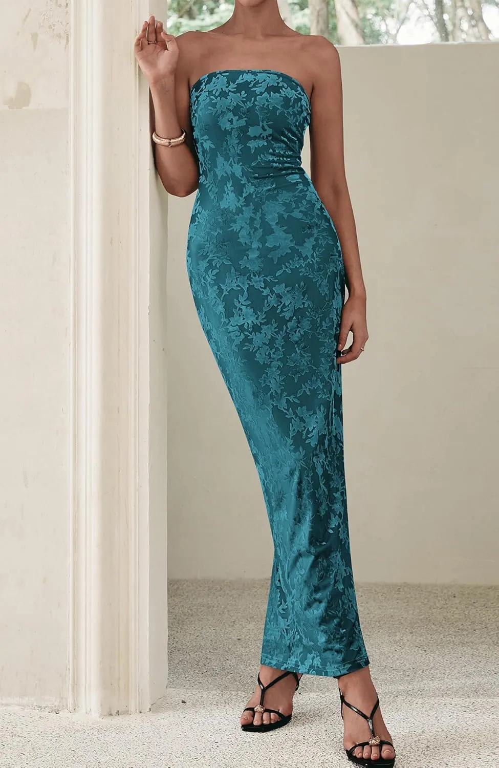 BTFBM Women Spring Dresses 2025 Elegant Wedding Guest Dresses Bodycon Tube Maxi Dress Split Floral Cocktail Dress