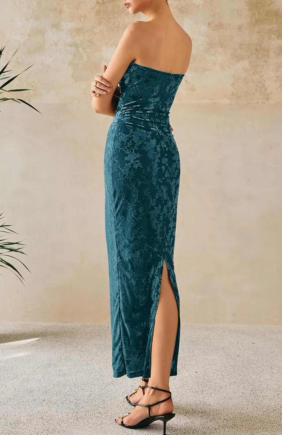 BTFBM Women Spring Dresses 2025 Elegant Wedding Guest Dresses Bodycon Tube Maxi Dress Split Floral Cocktail Dress