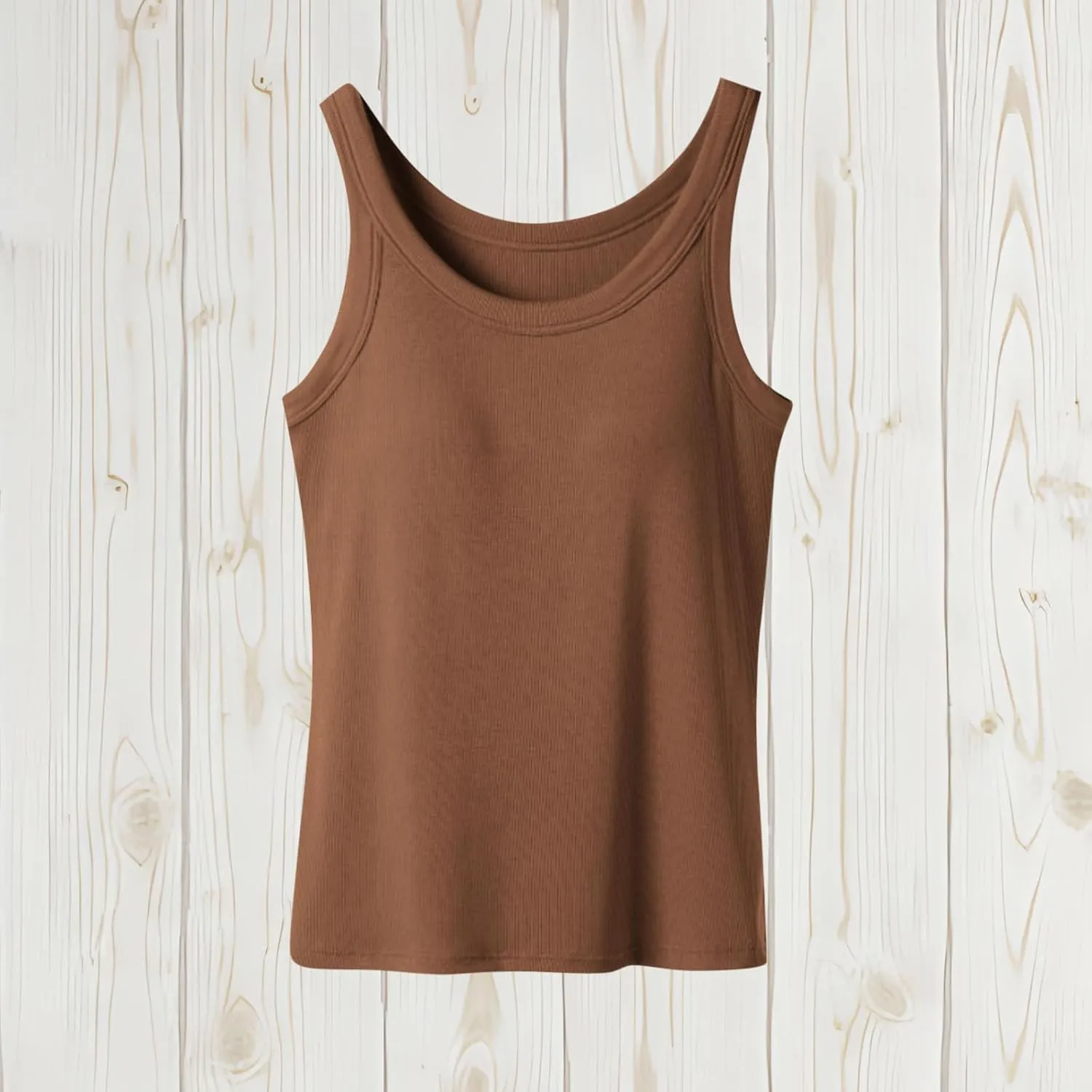 Built in Bra Tank Tops for Women 2025 Ribbed Knit Casual Slim-Fit Tops Crew Neck Sleeveless Summer Basic Tanks