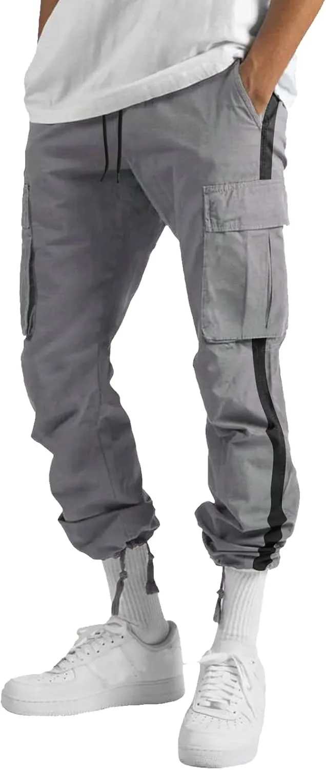 Cargo Pants for Men Relaxed Fit Mens Cargo Pants Athletic Pants Baggy High Waisted Open Bottom Sweatpants Track Pants