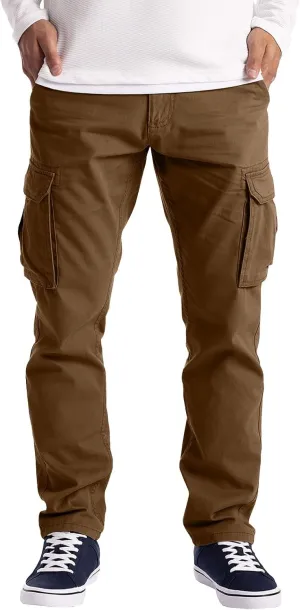 Cargo Pants for Men Relaxed Fit Pants Mens Cargo Sweatpants Heavyweight Fleece Jogger Pants Drawstring Sports Workout