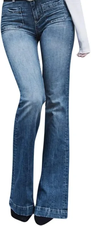 Cdiecer Bell Bottom Jeans for Women High Waisted Flare Jeans Control Belly Jeans Stretchy Hem Denim Pants