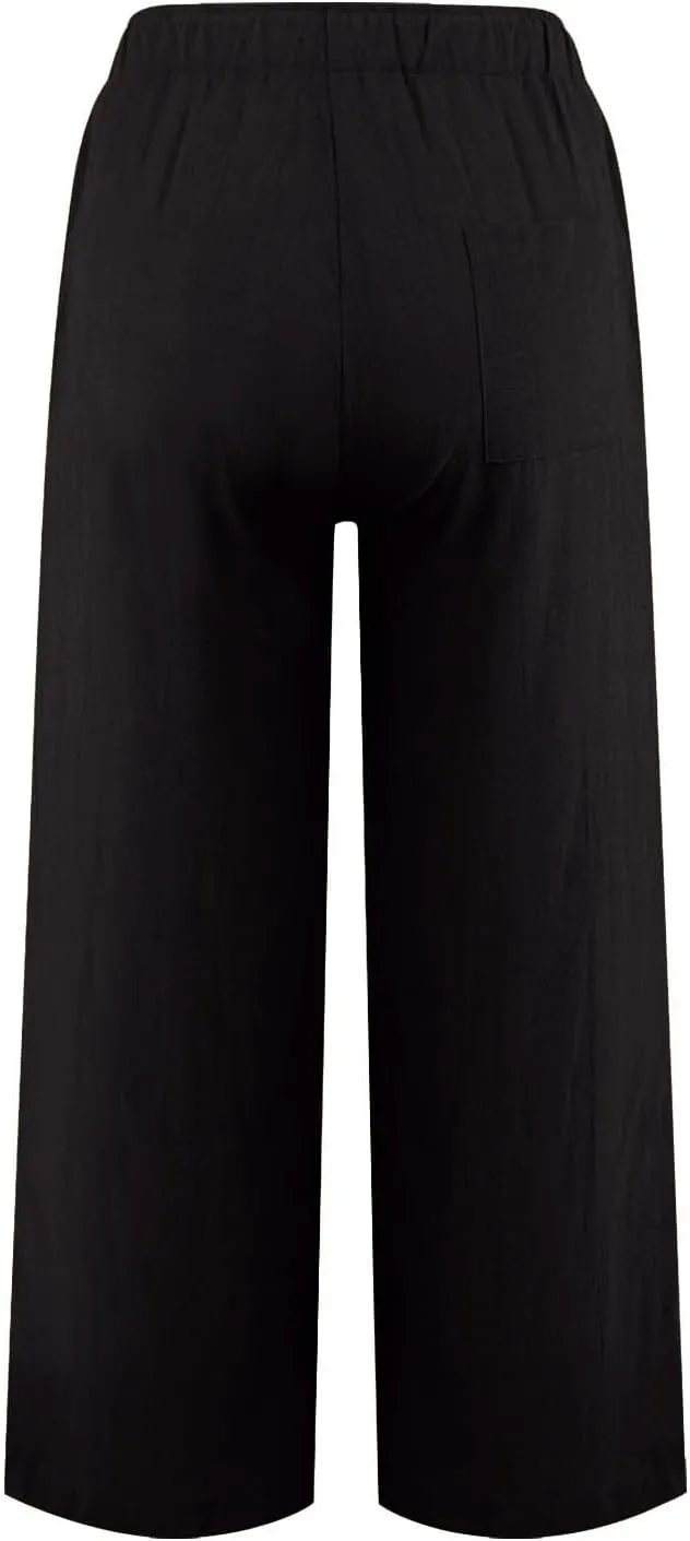 Cotton Linen Pants Women Summer Wide Leg Casual Loose Trousers Drawstring High Waist Palazzo Pants with Pockets 2025