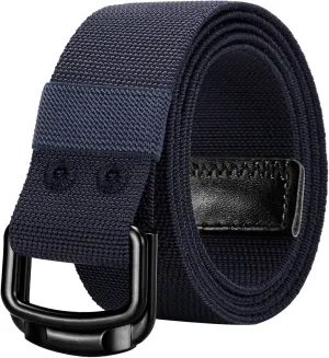 D Ring Stretch Belts for Men, Nylon Tactical Belt for Work Hiking Golf