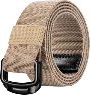 D Ring Stretch Belts for Men, Nylon Tactical Belt for Work Hiking Golf