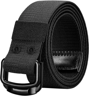 D Ring Stretch Belts for Men, Nylon Tactical Belt for Work Hiking Golf