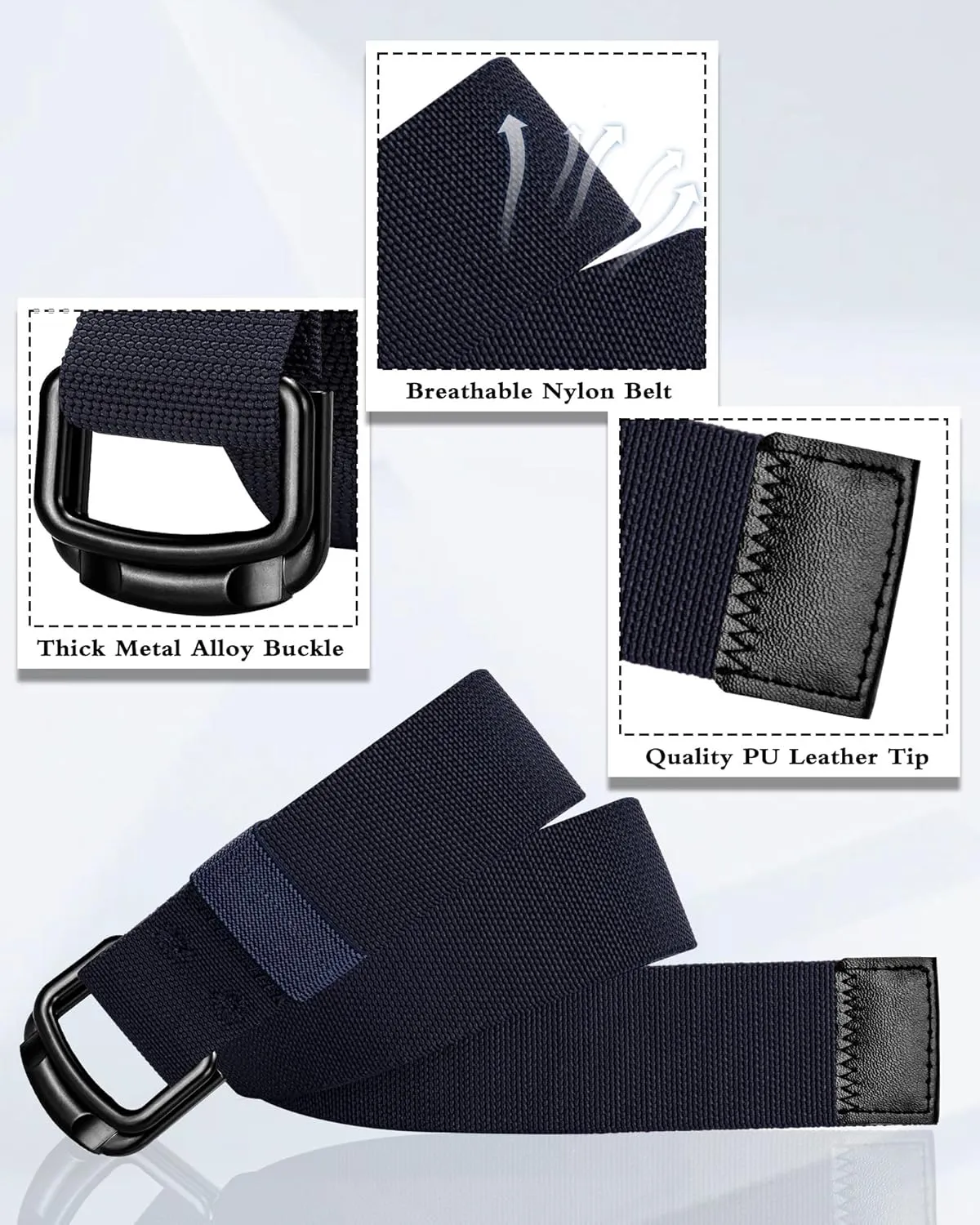 D Ring Stretch Belts for Men, Nylon Tactical Belt for Work Hiking Golf