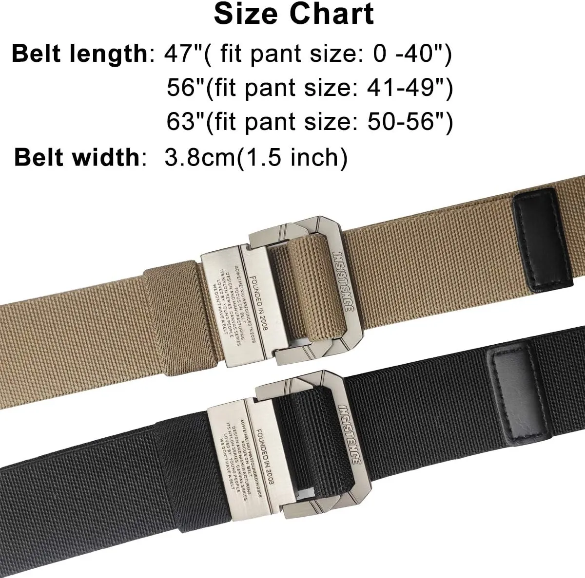 D-ring Tactical Belt, 2 Pack Elastic Stretch Military EDC Heavy Duty Belt