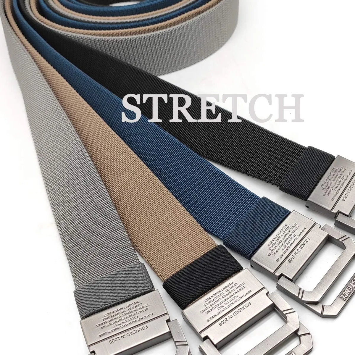 D-ring Tactical Belt, 2 Pack Elastic Stretch Military EDC Heavy Duty Belt