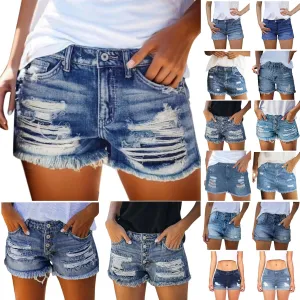 Denim Shorts Women High Waisted Jeans Shorts for Women Stretchy Hot Short Jeans Ripped Jean Short