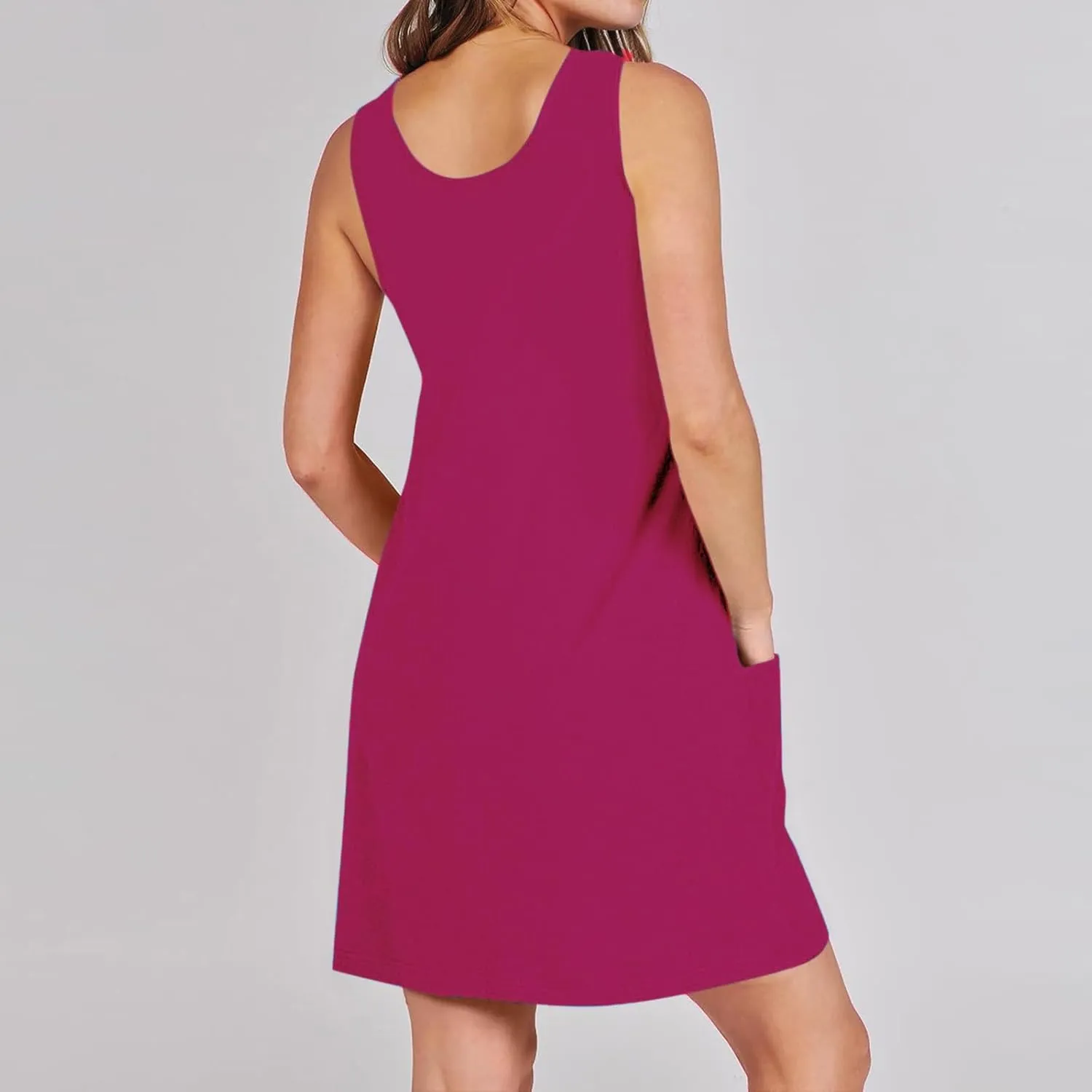 Dresses for Women Loose Fit Sundress Sleeveless U Neck Tops Summer Dress Casual Beach Vacation Mini Dress 2025