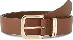 Earnda Women's Leather Belts for Jeans Dresses, Gold Buckle Casual Ladies Waist Belt 1.30" Width