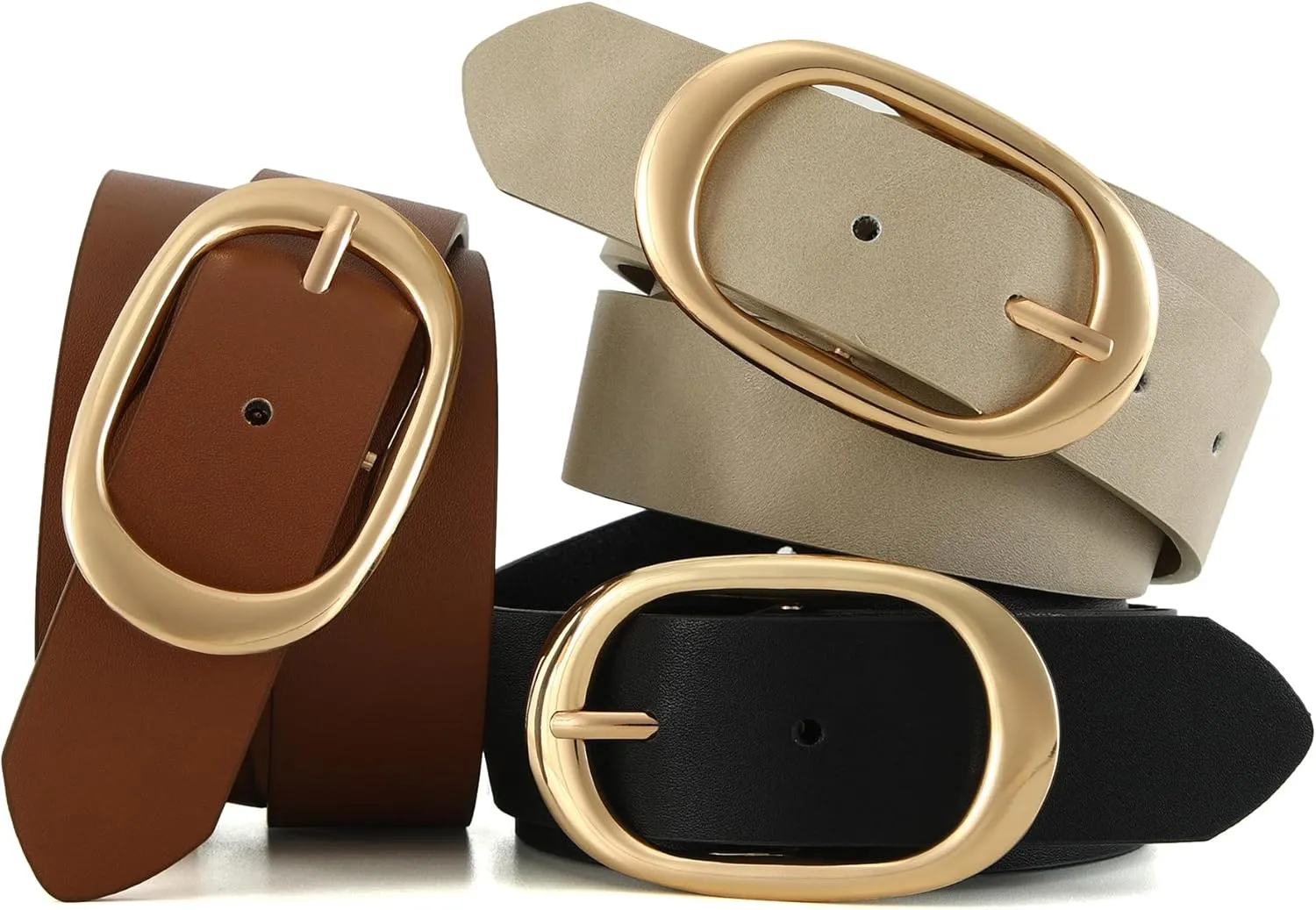 Fashion Women's Faux Leather Belts Ladies Waist Belt with Pin Buckle for Jeans Pants 1.26" Width