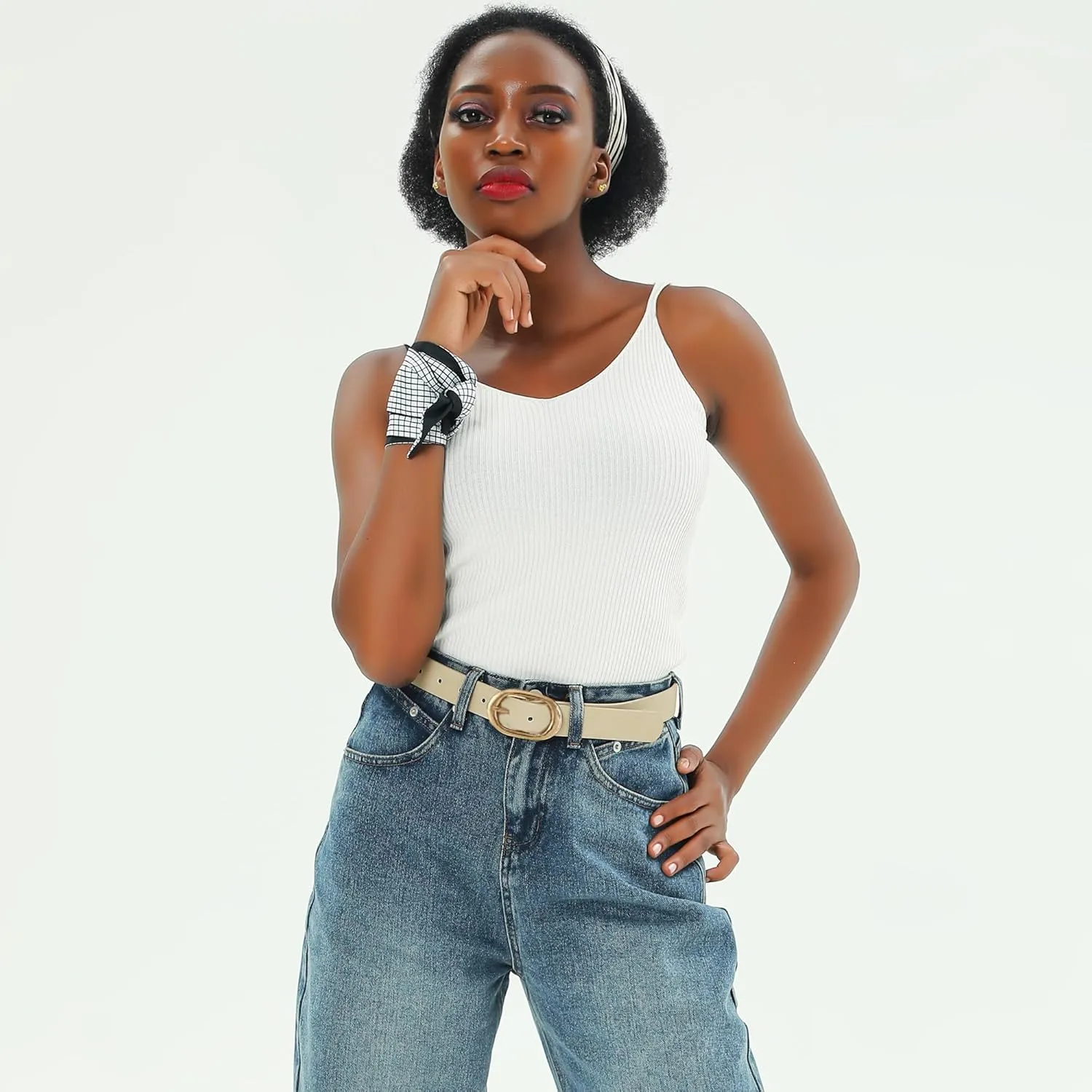 Fashion Women's Faux Leather Belts Ladies Waist Belt with Pin Buckle for Jeans Pants 1.26" Width