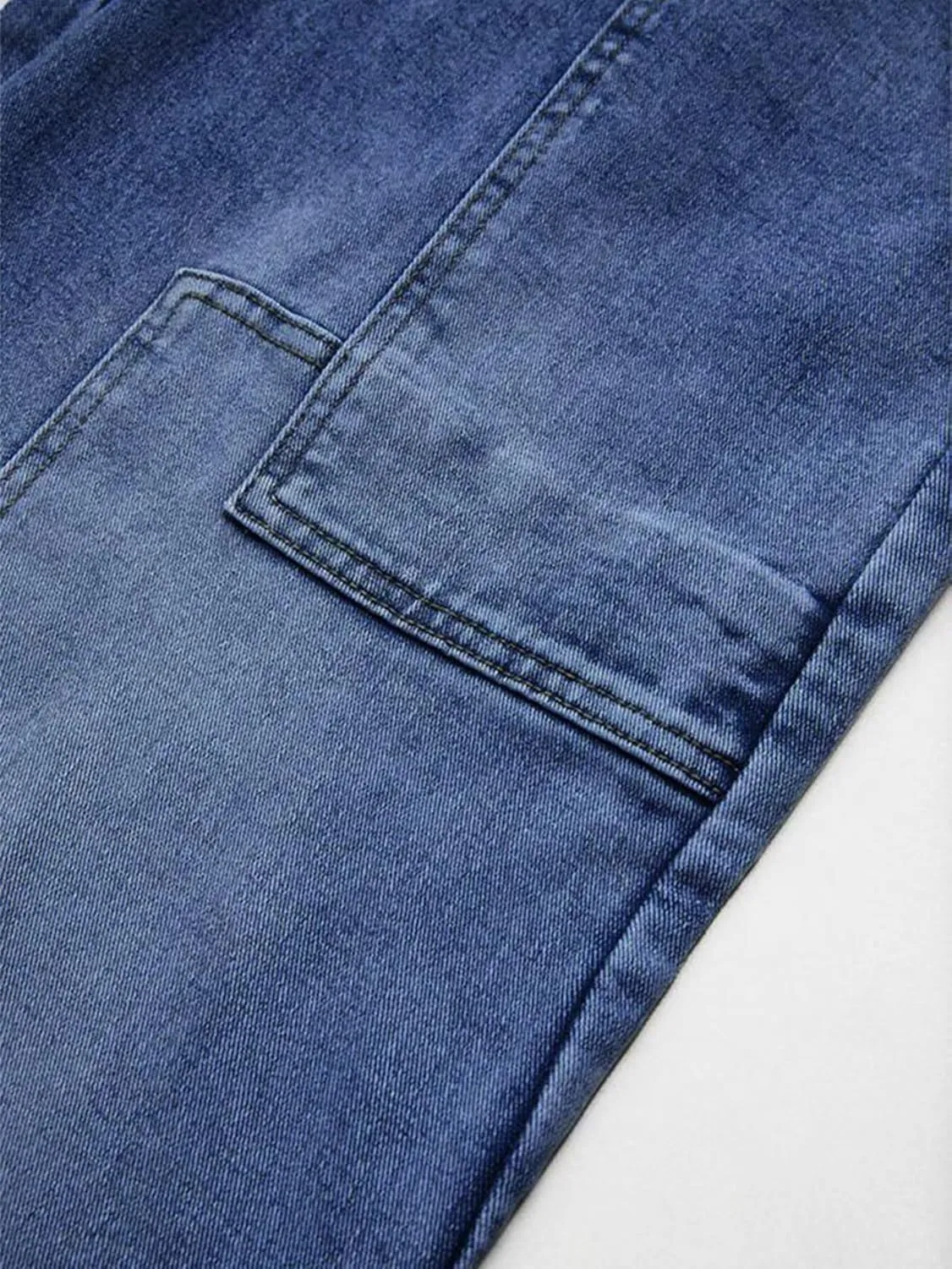 Flamingals Wide Leg Jeans for Women Drawsting Mid Waist Baggy Jeans Belted Wash Stitch Detai Trouser Jeans