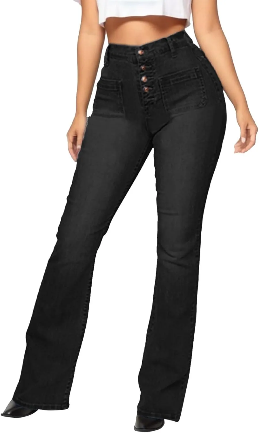 Flare Jeans for Women Bootcut Bell Bottom High Waisted Jeans Stretchy Slimming Retro Skinny Baggy Distressed Jeans