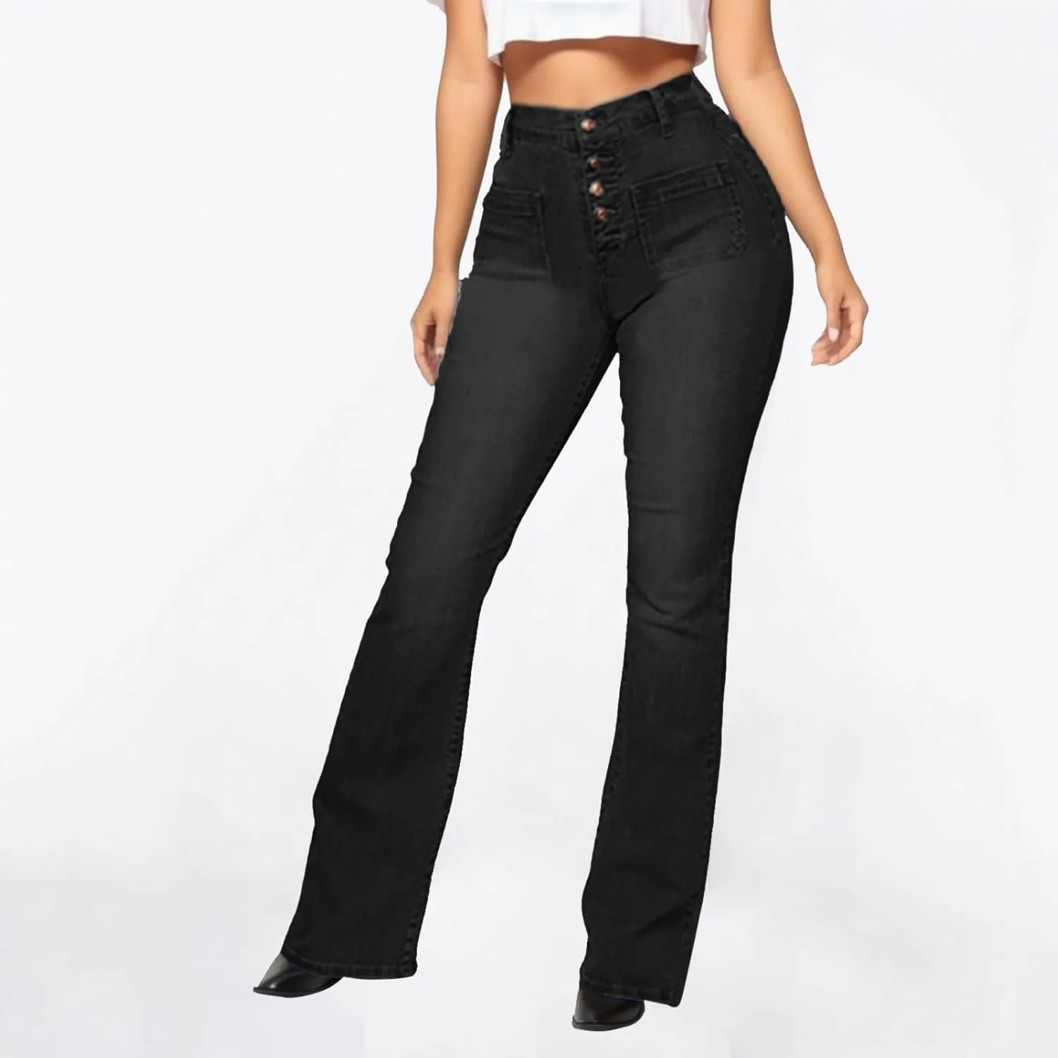Flare Jeans for Women Bootcut Bell Bottom High Waisted Jeans Stretchy Slimming Retro Skinny Baggy Distressed Jeans